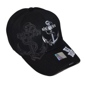 US Navy Hat Official Licensed Military Cap, Unisex Embroidered Black Armed Forces Anchor Baseball Cap