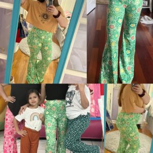 70s Flare Pants for Women - EDC Rave Festival Outfit High Waist Bell Bottom Boho Cute Groovy Disco Trousers(Green, M, 1050e)