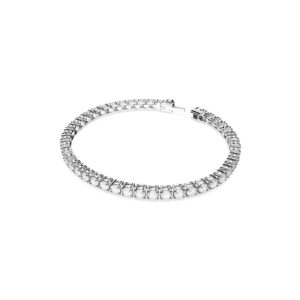 SWAROVSKI Matrix Tennis Bracelet, Round Clear Stones on Rhodium Finished Band, Size S, Part of the Matrix Tennis Collection