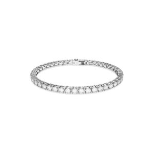 SWAROVSKI Matrix Tennis Bracelet, Round Clear Stones on Rhodium Finished Band, Size S, Part of the Matrix Tennis Collection