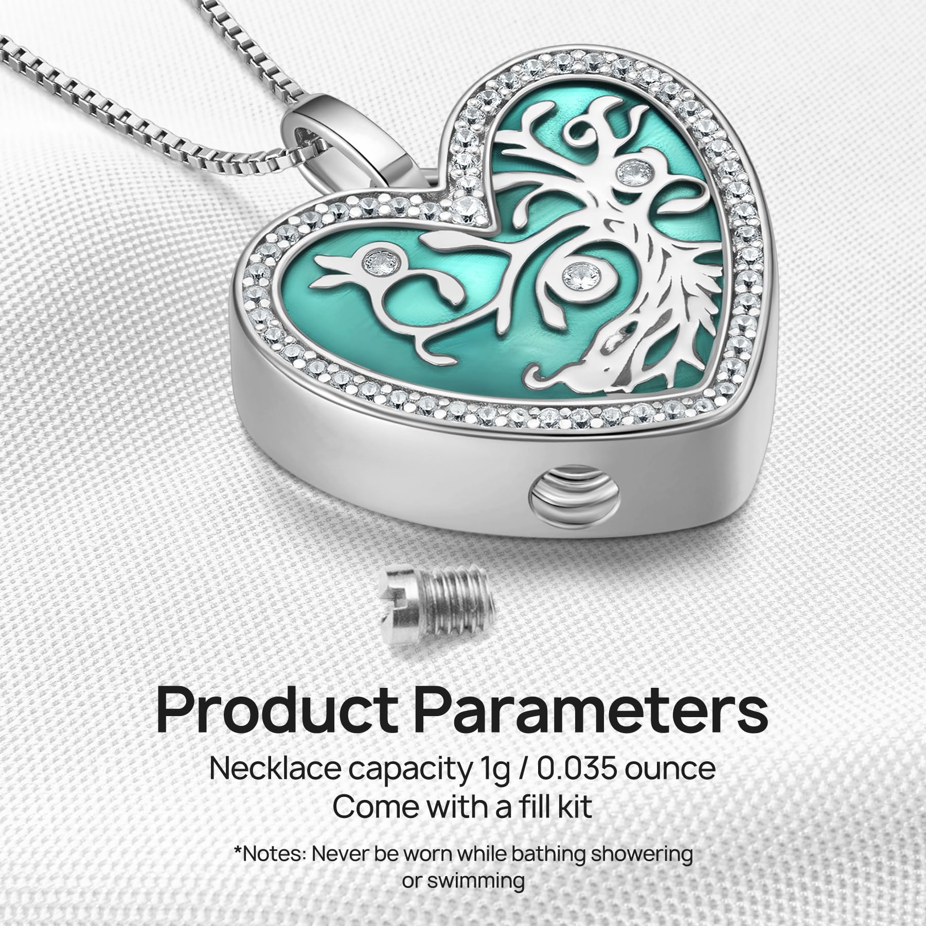 METIS WONG Cremation Urn Necklace for Ashes - Sterling Silver Pendant Cremation Jewelry for Human Ashes Memory Women Mom Grandma Blue Tree of Life Pendants for Loved Ones