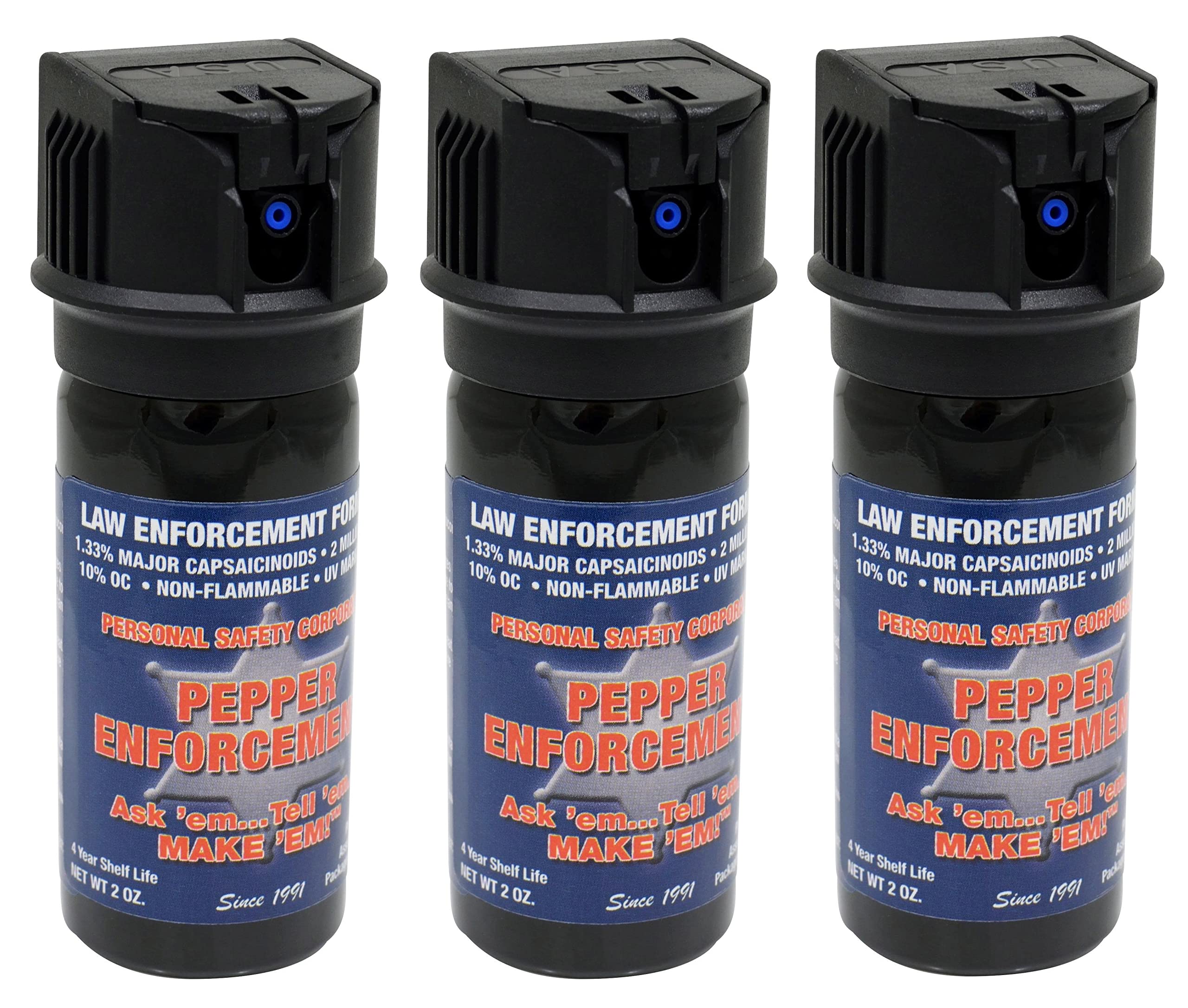 Pepper Enforcement PE510M-FT Splatter Stream Pepper Spray - Maximum Strength 10% OC Formula - Emergency Self Defense Personal Protection (Pack of 3)