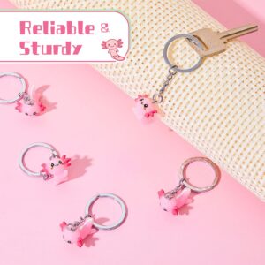 12 Pcs Axolotl Keychain Cartoon Keychain 3D Axolotl Birthday Decorations Kawaii Axolotl Party Favors Axolotl Charms Pendant Accessories for Key Backpack, Birthday(Cute)