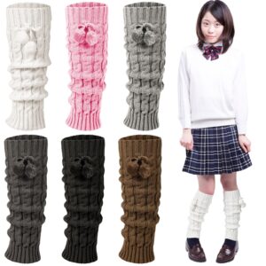 6 Pairs Kawaii Leg Warmers Japanese Style Knitted Loose Socks Leg Warmers for Girls Women Lolita Costume School (Ball Style)