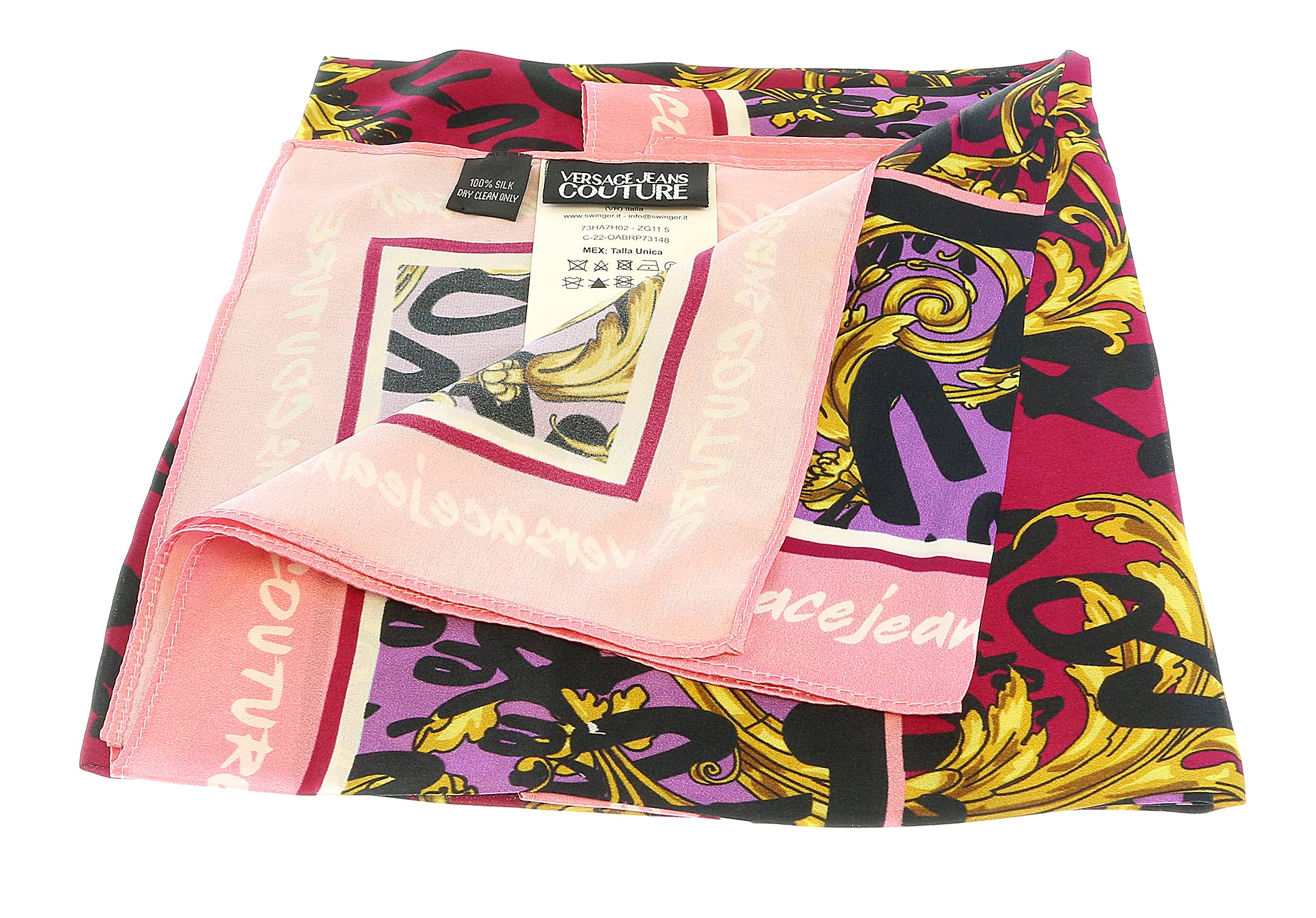 VERSACE JEANS COUTURE Foulard Donna Multicolor Foulard con logo lettering all-over e fantasia baroque UNI