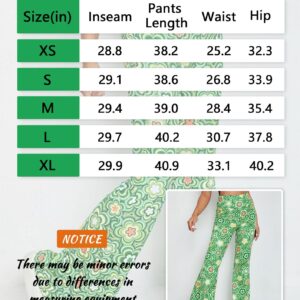 70s Flare Pants for Women - EDC Rave Festival Outfit High Waist Bell Bottom Boho Cute Groovy Disco Trousers(Green, M, 1050e)