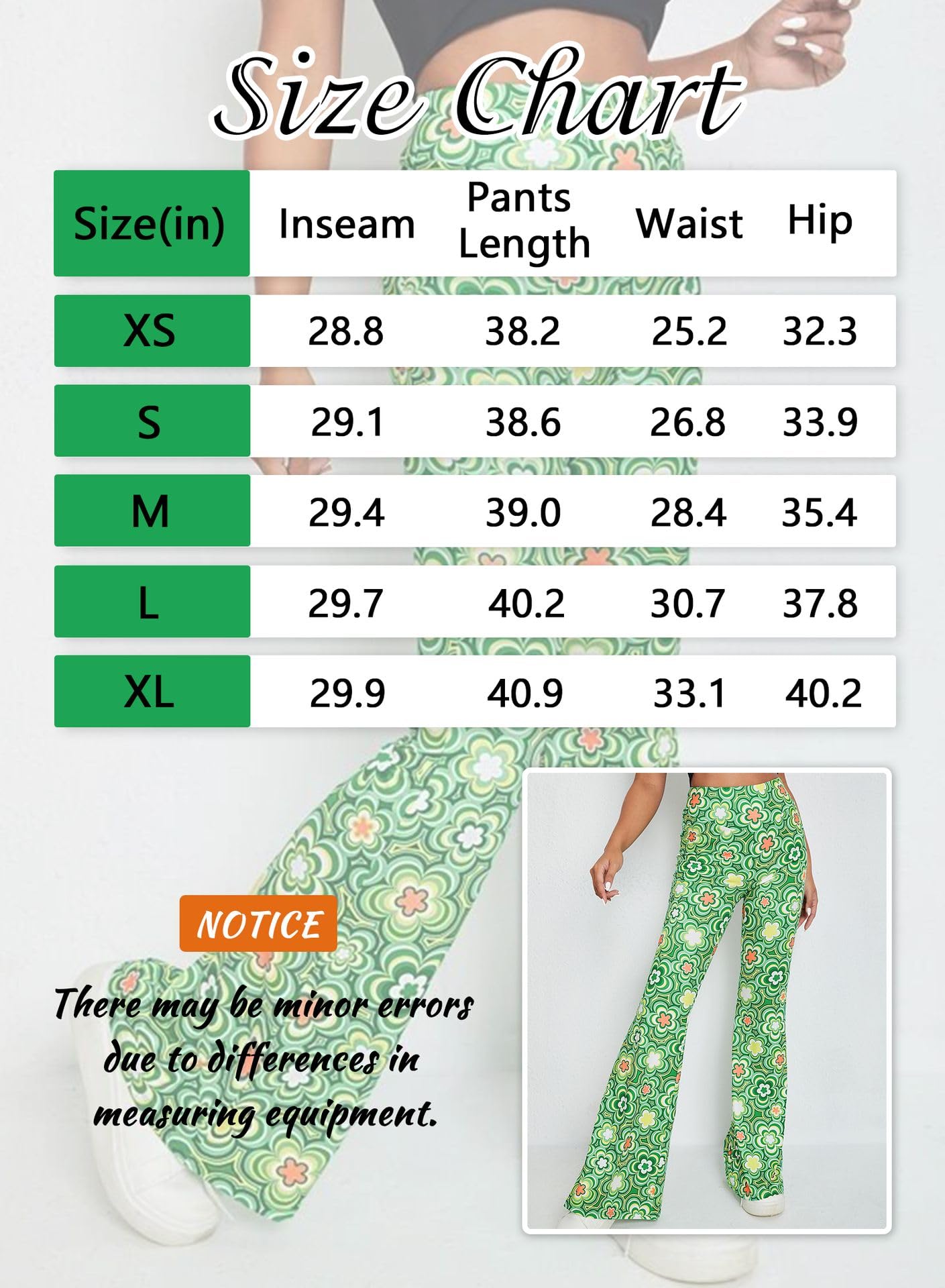 70s Flare Pants for Women - EDC Rave Festival Outfit High Waist Bell Bottom Boho Cute Groovy Disco Trousers(Green, M, 1050e)