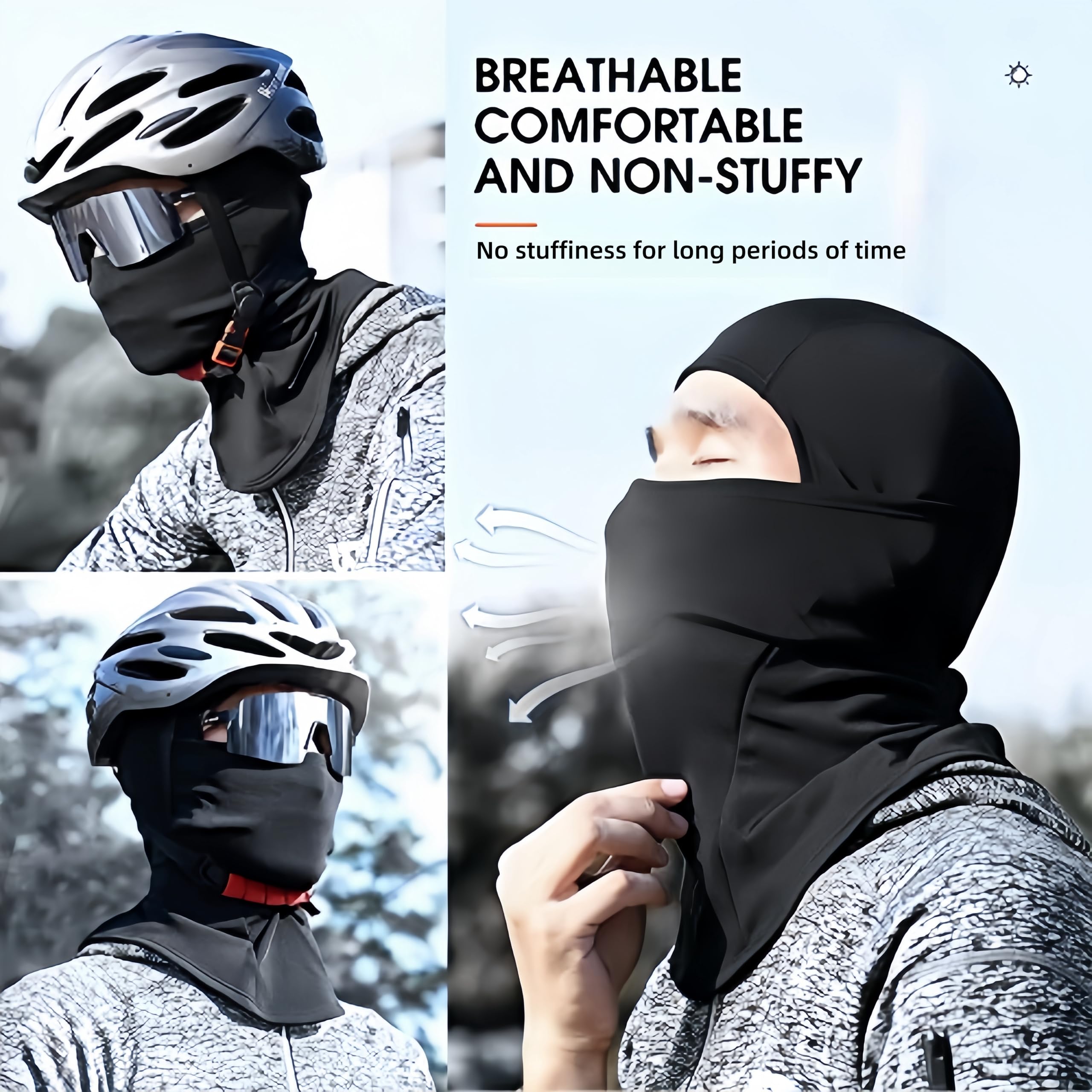 2 Pcs Balaclava Full Face Mask, Cold Weather Cover, Motorcycle Hood Under Armor, Thermal Windproof Ski Mask for Men and Women Hunting, Cycling - Shiesty Mask Neck Warmer, Autumn & Winter Gear Black