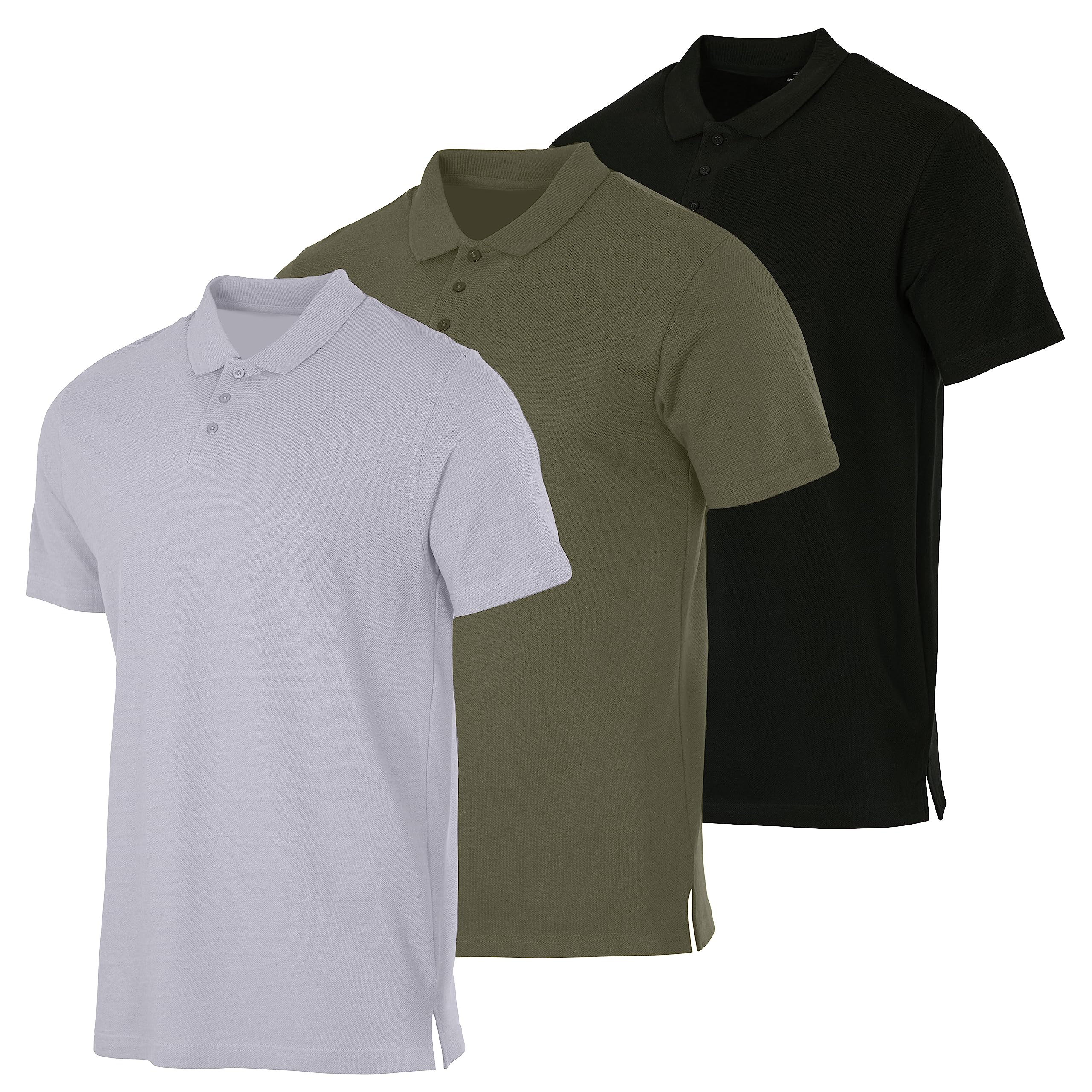 3 Pack: Big and Tall Men’s Cotton Pique Quick Dry Fit Polo Shirt Short Sleeve Golf Tennis Work Casual Collared Clothing Active Athletic Performance Tech Sports Clothes Plus Casual Top - Set 7, 4X