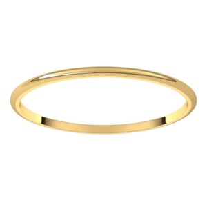 Bonyak Jewelry 18k Yellow Gold 1mm Half Round Ultra-Light Band Stylish Design, Size 7