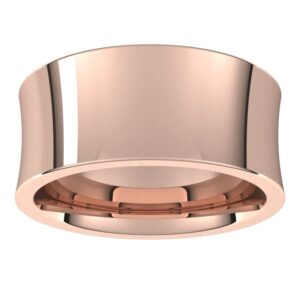 Bonyak Jewelry 10k Rose Gold 9mm Concave Comfort Fit Band Beautiful Design, Size 7.5