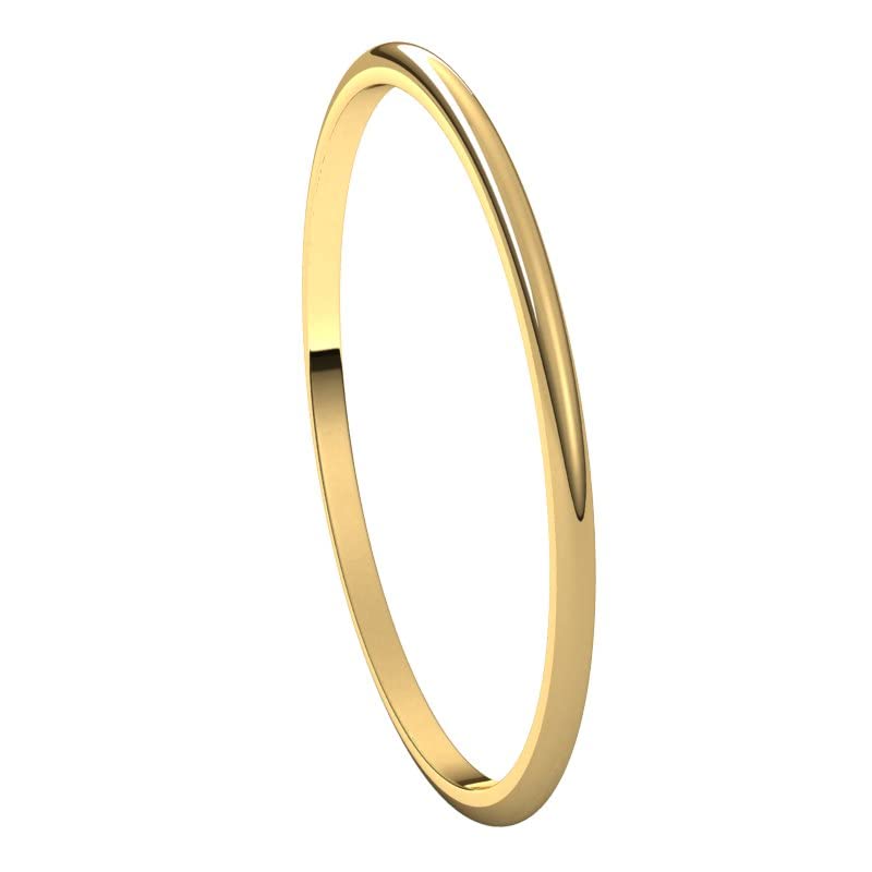 Bonyak Jewelry 18k Yellow Gold 1mm Half Round Ultra-Light Band Stylish Design, Size 7