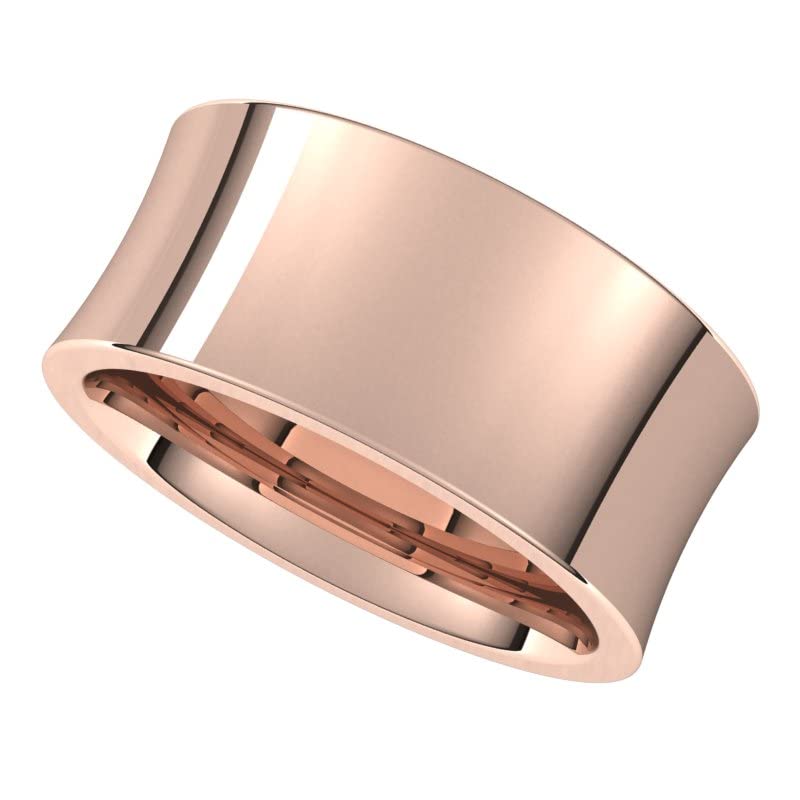 Bonyak Jewelry 10k Rose Gold 9mm Concave Comfort Fit Band Beautiful Design, Size 7.5