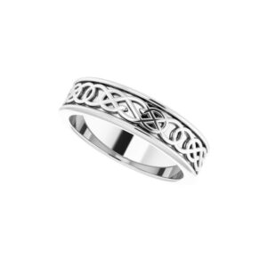 Bonyak Jewelry Sterling Silver 5mm Celtic-Inspired Band Elegant Design, Size 5.5