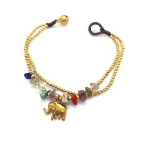 boho friendship bracelets for women teen girl gifts with natural healing stones handmade brass bell bead.