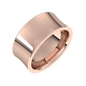 bonyak jewelry 10k rose gold 9mm concave comfort fit band beautiful design, size 7.5