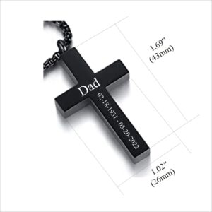 Personalized Custom Engraved CREMATION CROSS URN Necklace Ashes Jewelry Urns Waterproof Pendant Stainless Steel Memorial Ashes Keepsake-B&G