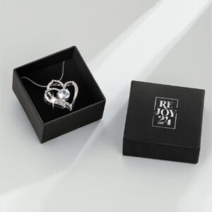 REJOY24 Heart Pendant Goodluck Necklace made of Brass, Platinum Plated coating with Shiny Rhinestone (Box included)