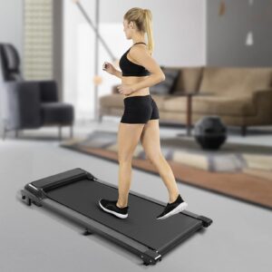 under desk treadmill 2 in 1 electric treadmill walking pad treadmill portable treadmill with led display remote control, walking jogging for home office (black)