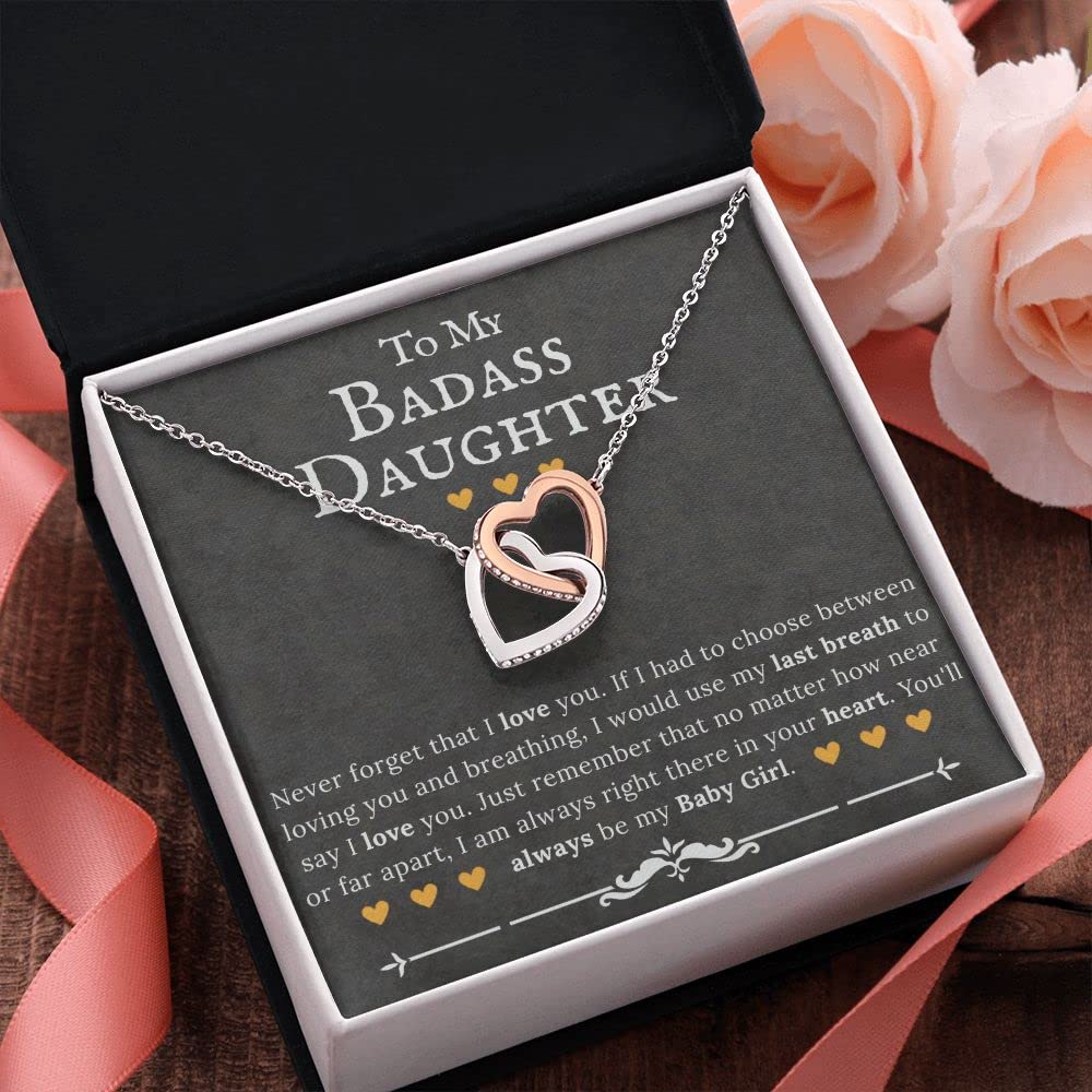 ZILORRA Gifts for Daughter - To My Daughter Necklace, Daughter Gifts, Badass Daughter, Graduation, Sterling Silver, Heart Pendant, Message Card, Gift Box