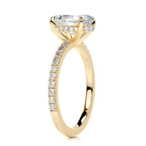 2.0Ct Oval Hidden Halo Moissanite Engagement Ring, 14K Yellow gold Vintage Engagement Ring, Wedding Ring, Size-6.5