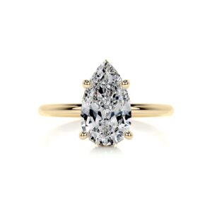 2.10 ct pear shaped engagement rings for women, hidden halo moissanite ring, 14k yellow gold vintage engagement ring, wedding ring, size-5.5