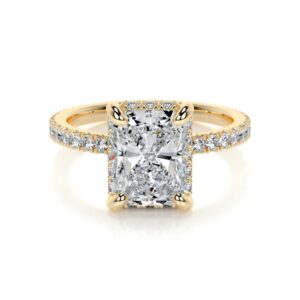 radiant engagement ring 2.50ct hidden halo moissanite ring for women, 14k yellow gold vintage engagement ring, wedding ring, size-6.5