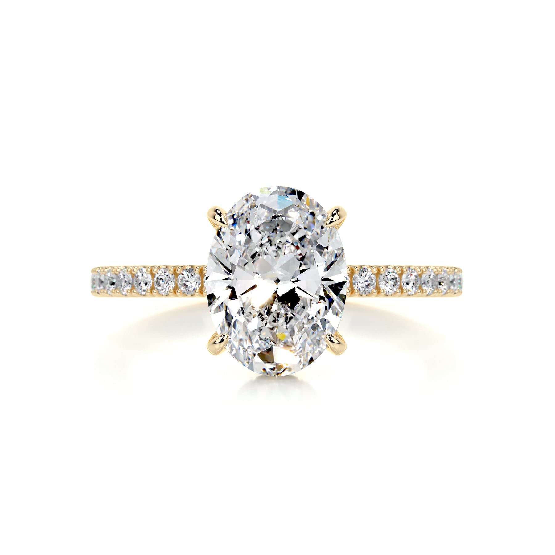 2.0Ct Oval Hidden Halo Moissanite Engagement Ring, 14K Yellow gold Vintage Engagement Ring, Wedding Ring, Size-6.5