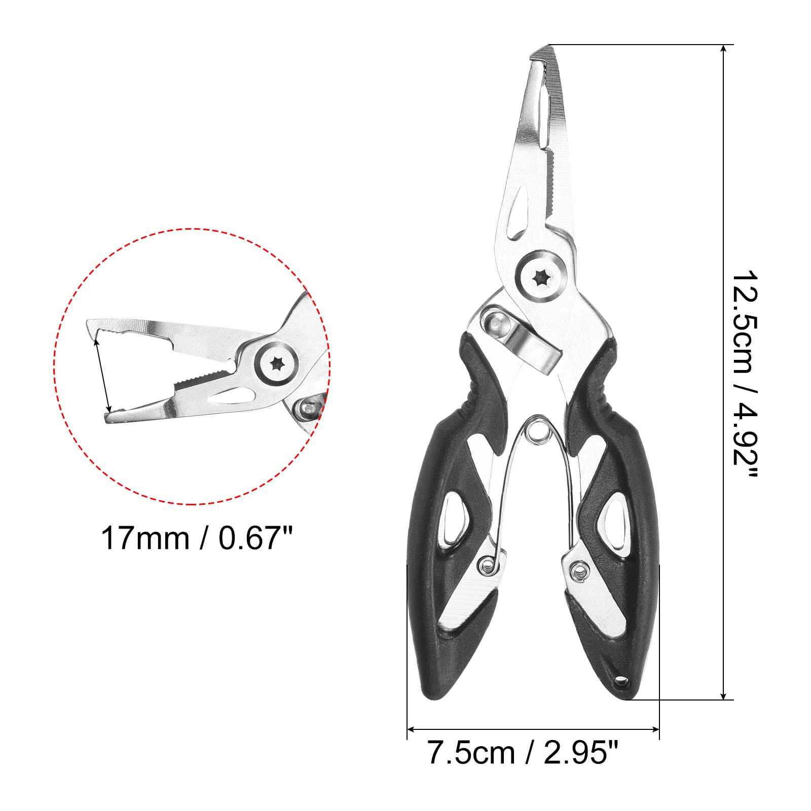 PATIKIL Fishing Pliers, Stainless Steel Hook Remover Fishing Lines Cutter Tool with Coiled Lanyard for Fishing, Black