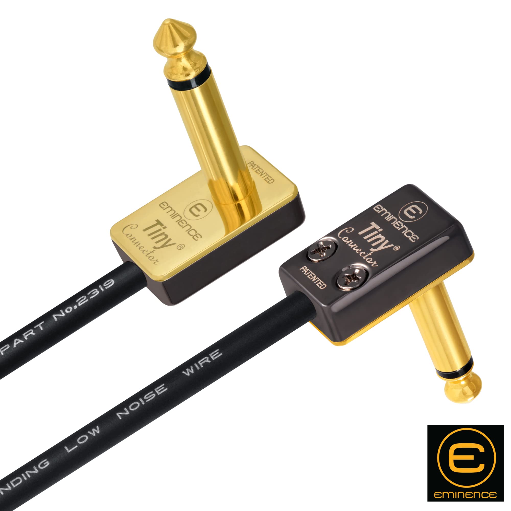 WORLDS BEST CABLES 18 Inch – Pedal, Effects, Patch, Instrument Cable Custom Made Using Mogami 2319 Wire & Eminence Tiny Gold-Plated Angled TS Connectors