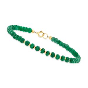 Canaria 20.00 ct. t.w. Emerald Bead Bracelet in 10kt Yellow Gold. 7 inches