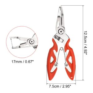 PATIKIL Fishing Pliers, Stainless Steel Hook Remover Fishing Lines Cutter Tool with Coiled Lanyard for Fishing, Orange