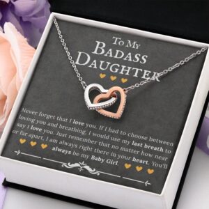 ZILORRA Gifts for Daughter - To My Daughter Necklace, Daughter Gifts, Badass Daughter, Graduation, Sterling Silver, Heart Pendant, Message Card, Gift Box