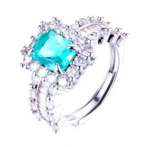 kinmot pretty baguette cut shank halo sky blue square zircon engagement rings gift for her