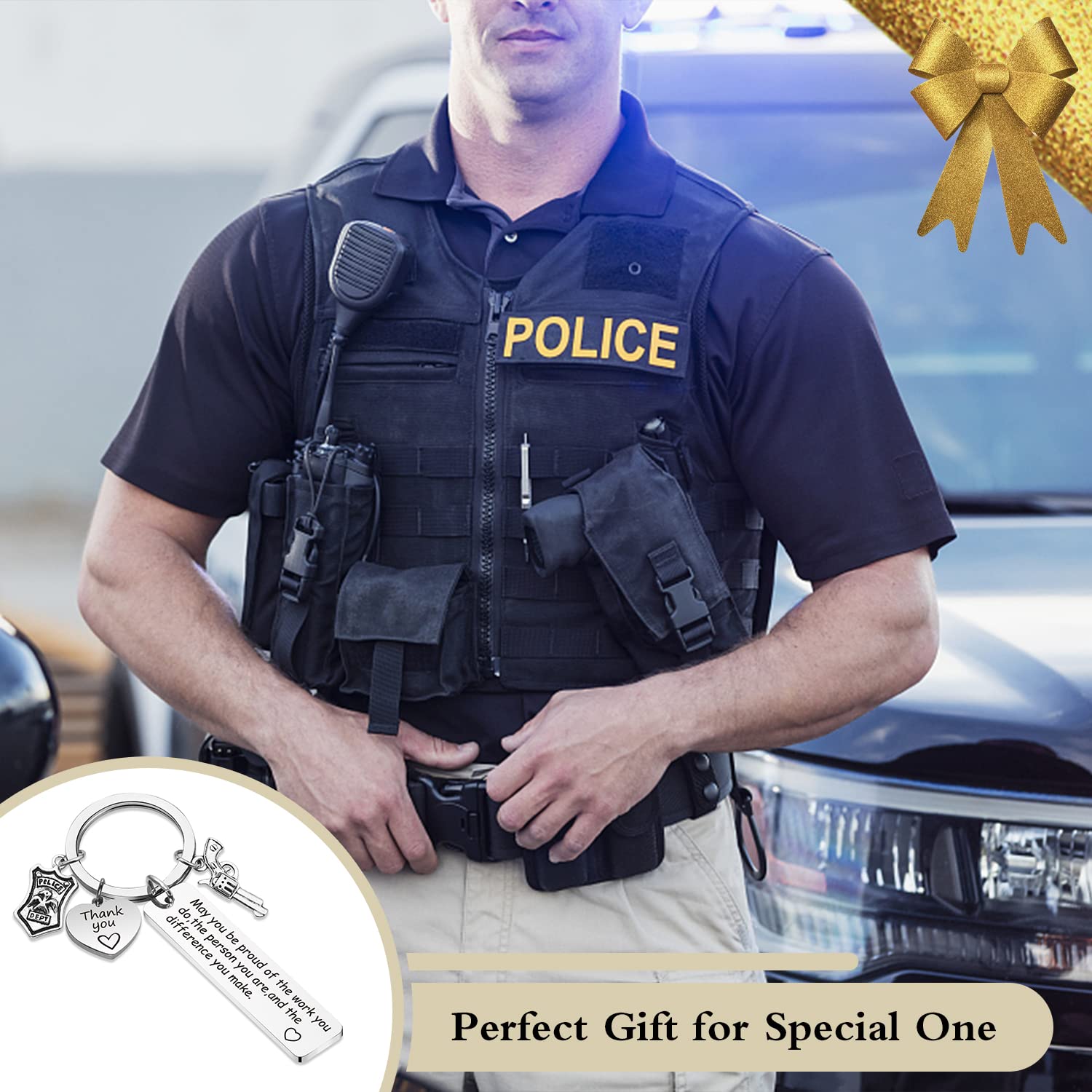 SELOPU Police Gift Thank You Gift May You Be Proud of The Work Police Officer Gift Appreciation Jewelry Police To Be Gift Achievement Gift (May You Police-KEY1)