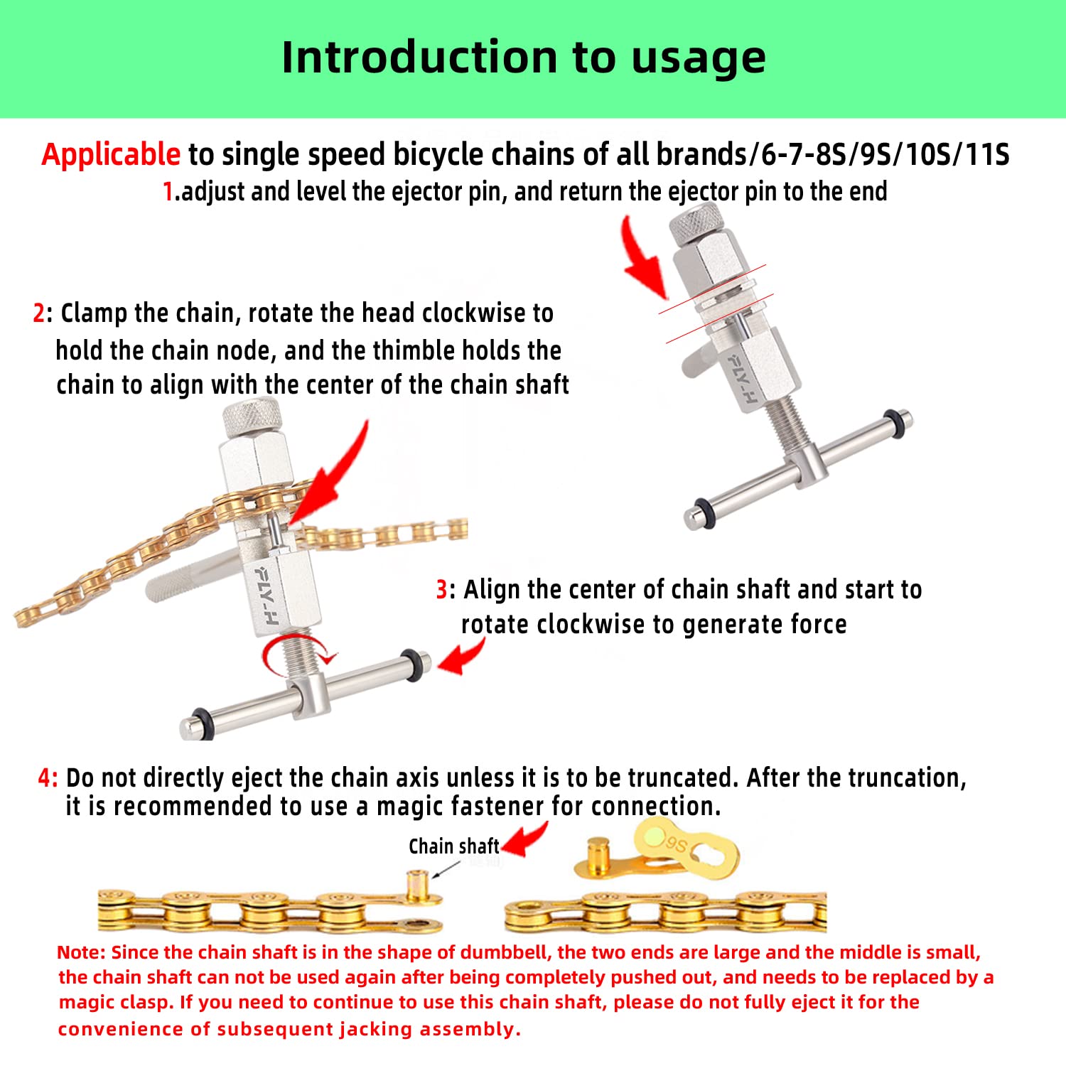 FLY_H Bike Chain Pliers Chain Master Link Pliers Tool +Bike Chain Break Tool Chain Cutter Splitter Breaker+Bike Wear Detection Ruler Chain Wear Indica