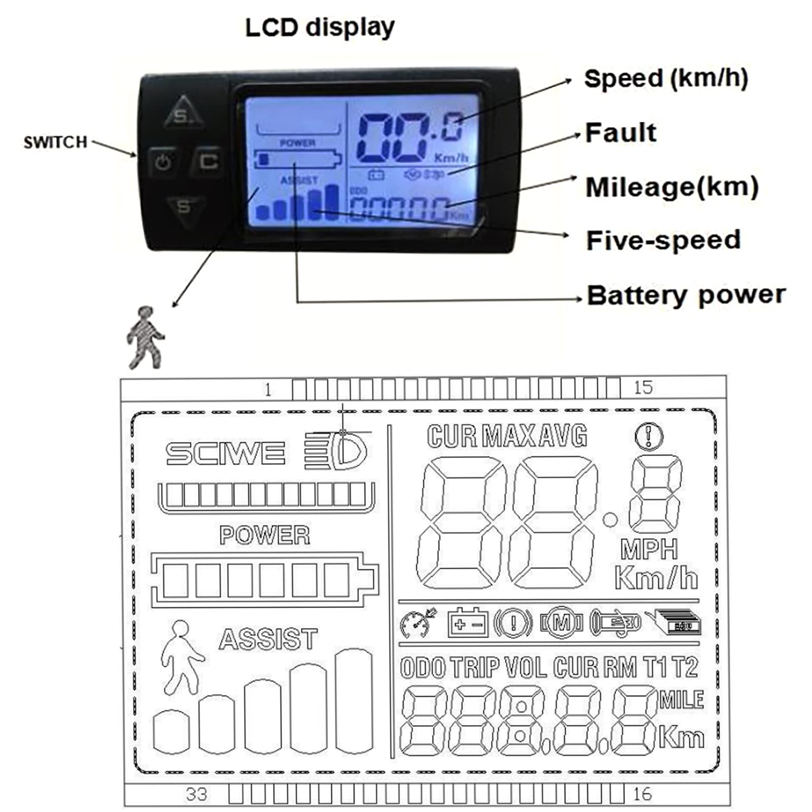 26“ Electric Bicycle Conversion Kit 48V 1500W E-Bike Rear Wheel Frame Kit with LCD Electric Bicycle Kit for Fat Tire