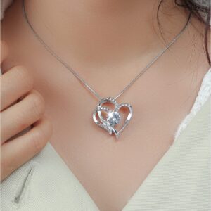 REJOY24 Heart Pendant Goodluck Necklace made of Brass, Platinum Plated coating with Shiny Rhinestone (Box included)