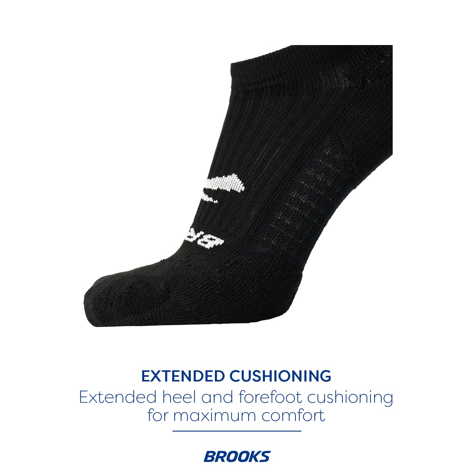 Brooks Ghost No Show Socks I Performance Running Low Profile Socks with Arch Support for Men & Women - Black - X-Large