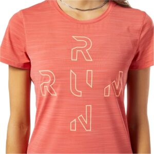 Reebok Womens Running Graphic T-Shirt, Orange, X-Small