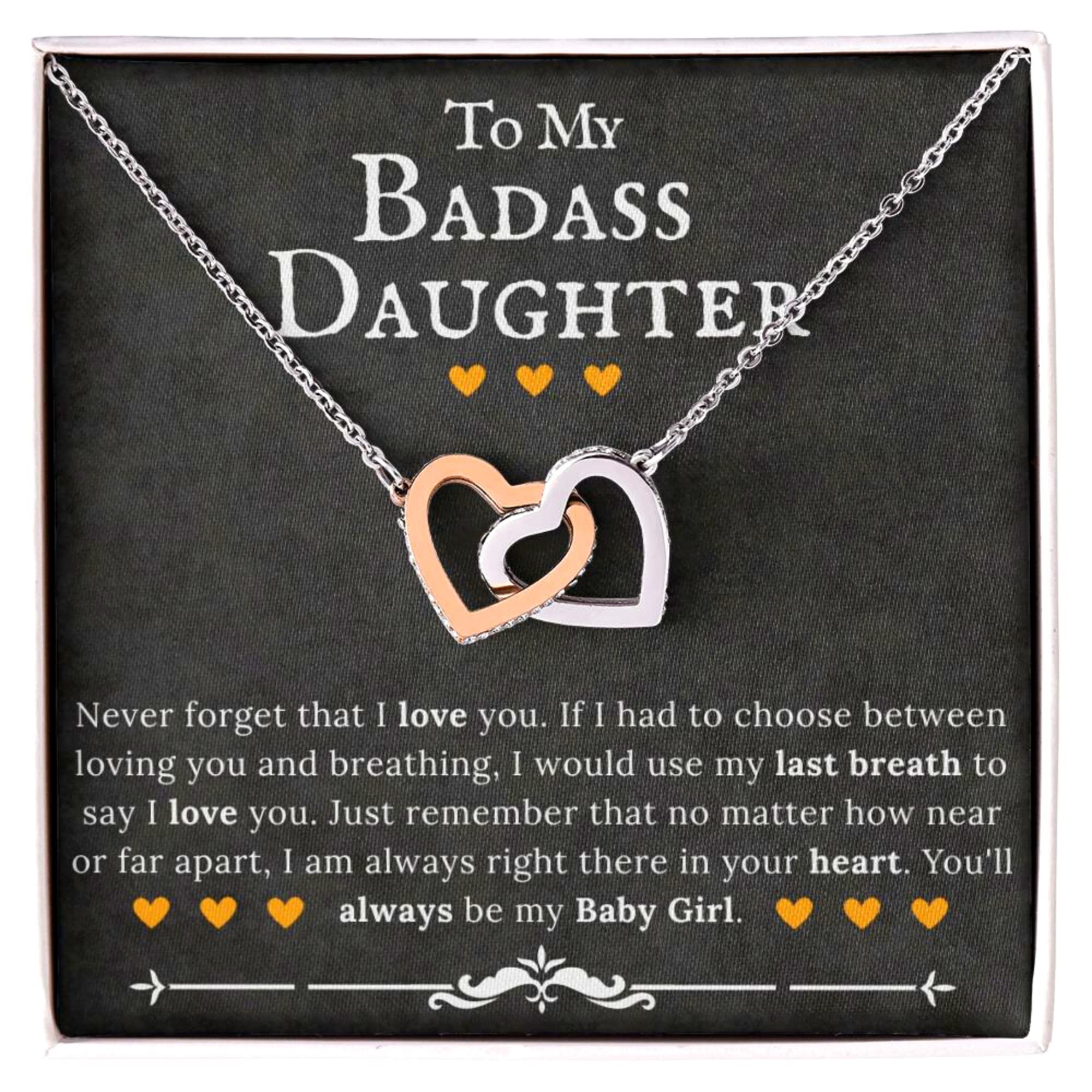 ZILORRA Gifts for Daughter - To My Daughter Necklace, Daughter Gifts, Badass Daughter, Graduation, Sterling Silver, Heart Pendant, Message Card, Gift Box