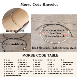 VIMIEW Morse Code Bracelets for Women Friendships Gifts for Women Mom Wife Friends Female Best Friend Sister Grandma Birthday Christmas Gift Best Gift for Family Friendship (I Love you more/most)