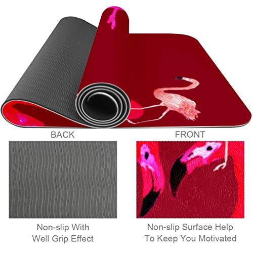 Dragon Sword Tropical Flamingo Premium Thick Yoga Mat Eco Friendly Rubber Health&Fitness Non Slip Mat for All Types of Exercise Yoga and Pilates (72" x 24" x 6mm)