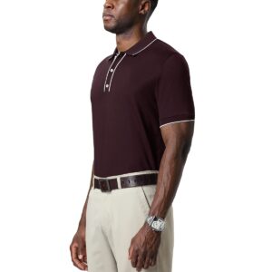 ALTAIREGA Men's Cotton Polo Shirts Casual Short Sleeve Classic Fit Shirt with Knit Rib Trim Hem A-Wine Red