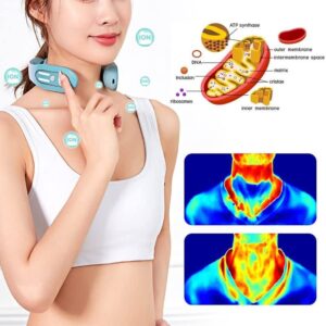 YUJECT Neck Massager Device, Acupoints Lymphatic Drainage Machine, 12 Modes for Pain Relief, Portable Women Men Gift - Blue