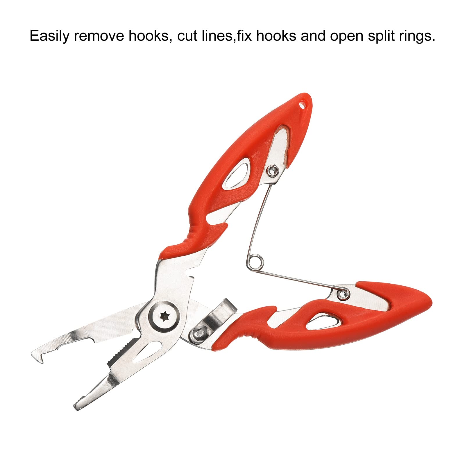 PATIKIL Fishing Pliers, Stainless Steel Hook Remover Fishing Lines Cutter Tool with Sheath for Fishing, Orange