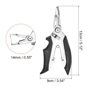 PATIKIL 5.1x3.5 Fishing Pliers, Stainless Steel Hook Remover Fishing Lines Cutter Tool with Sheath for Fishing, Black