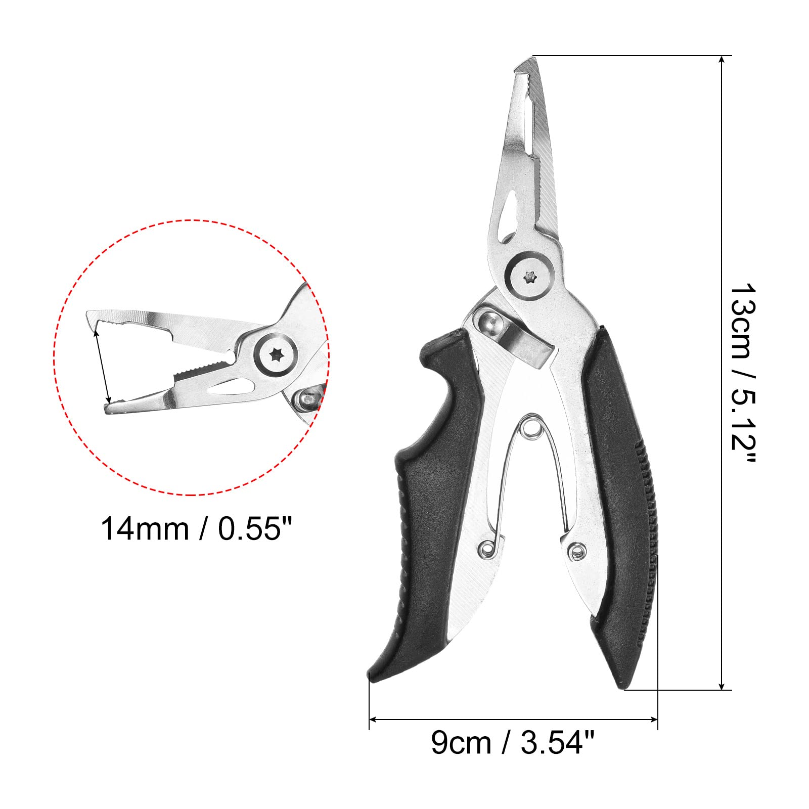 PATIKIL 5.1x3.5 Fishing Pliers, Stainless Steel Hook Remover Fishing Lines Cutter Tool with Sheath for Fishing, Black