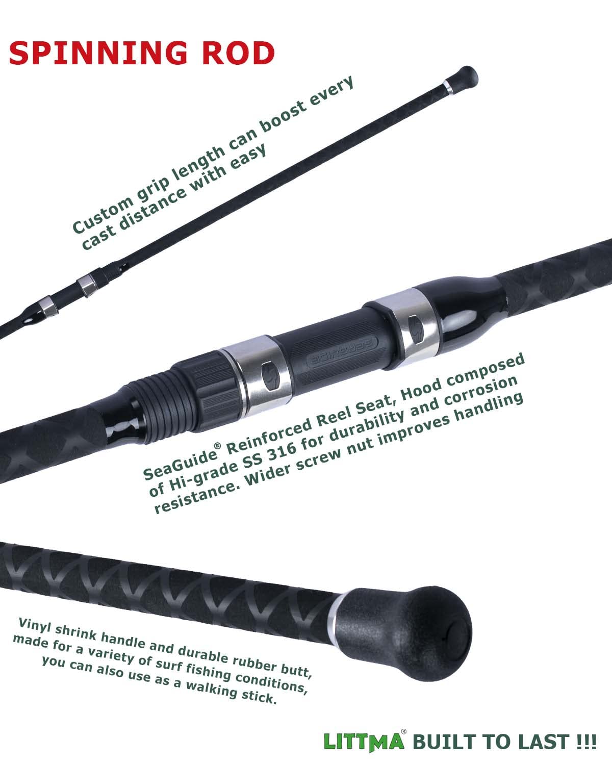 LITTMA—Surf Rods LITTMA Surf Spinning Rod Surf Rods Saltwater 12ft 9ft 10ft 11ft Graphite Surf Rod Surf Casting Rod Surf Fishing Rod Surf Rod Saltwater Surf Travel Rod Surf Rod Barra de Surf Surf Rod