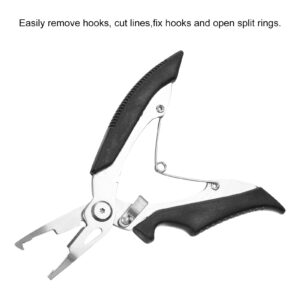 PATIKIL 5.1x3.5 Fishing Pliers, Stainless Steel Hook Remover Fishing Lines Cutter Tool with Sheath for Fishing, Black